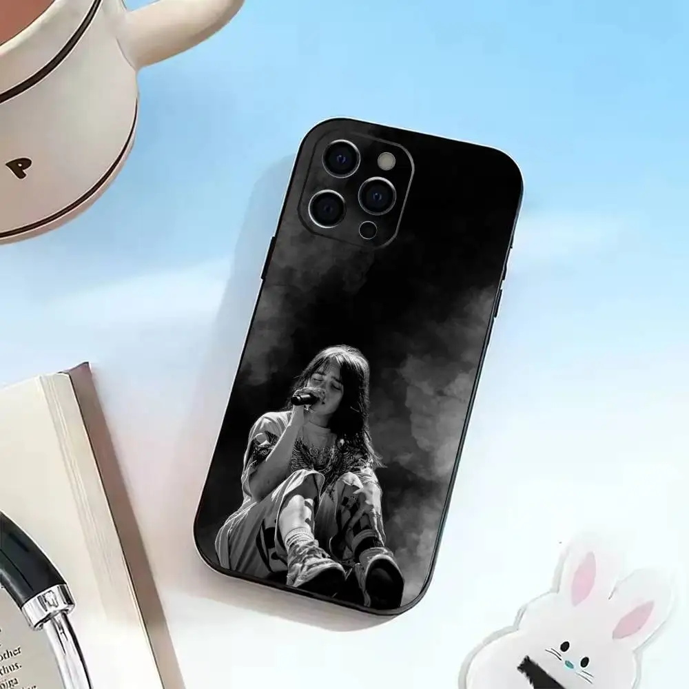 Female folk singer B-illies E-ilish  Phone Case For iPhone 16, 17,14,15,13,12,11 Plus,Pro Max Soft Black Cover view 3