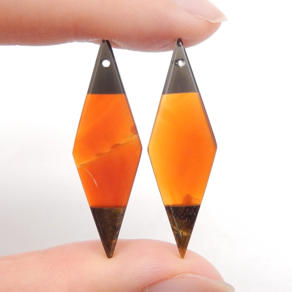 Natural Obsidian,Red Agate,Tiger-Eye Intarsia Marquise Earrings Bead For Women,DIY Semi-precious Stones Jewelry Accessories