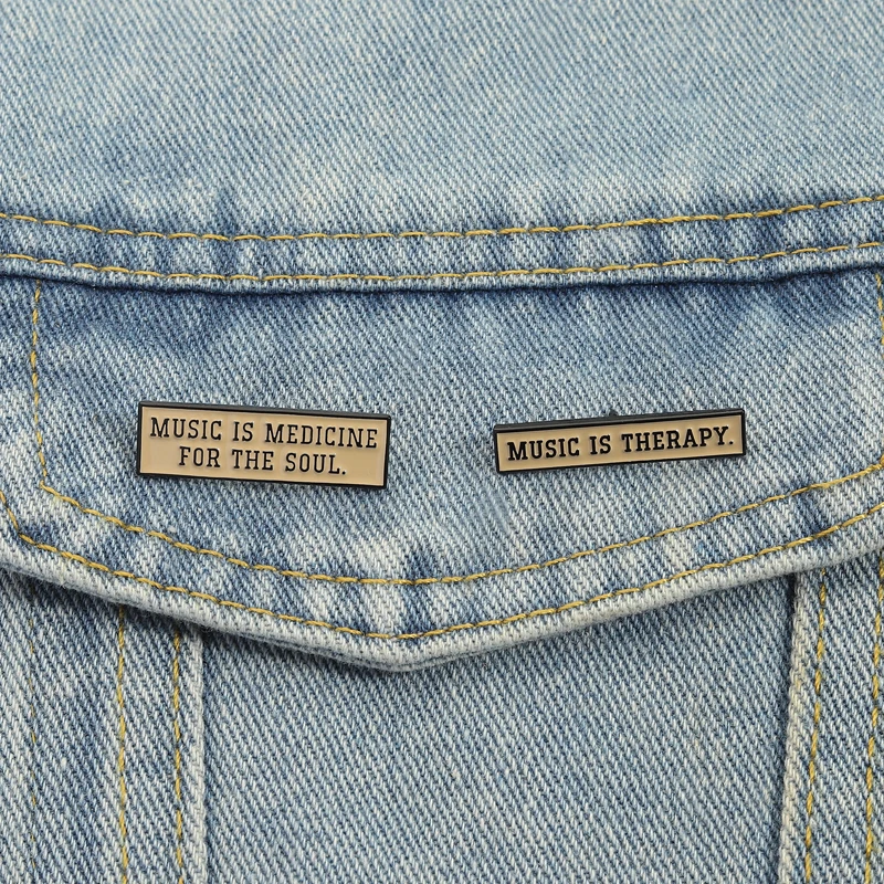 Musik ist Therapie Emaille Pins Musik ist Medizin für die Seele Broschen Revers Abzeichen Kleidung Einfacher Schmuck Geschenk für Fans Freunde