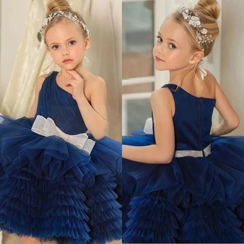 

Kid Luxury Tulle Bow Quinceanera Princess Evening Dress Children Girl Prom Gowns Puffy Elegant Wedding Party Cocktail Dresses