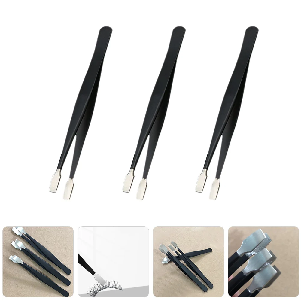 3 個のつけまつげピンセットステンレス鋼ロングピンセットクラフトビーズ細工切手学まつげアプリケーション精密作業用
