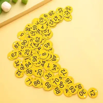 100Pcs Numbered Plastic Locker Tags Round Key Tag Number Plates Identification Labels for Office Gym School