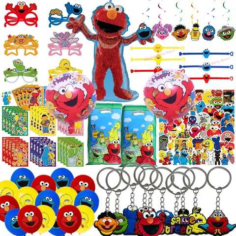 Sesames Party Favors Supplies Cartoon Street Sticker Gift Bag Keychain Balloons for Surprise Birthday Party Carnival Prizes Gift