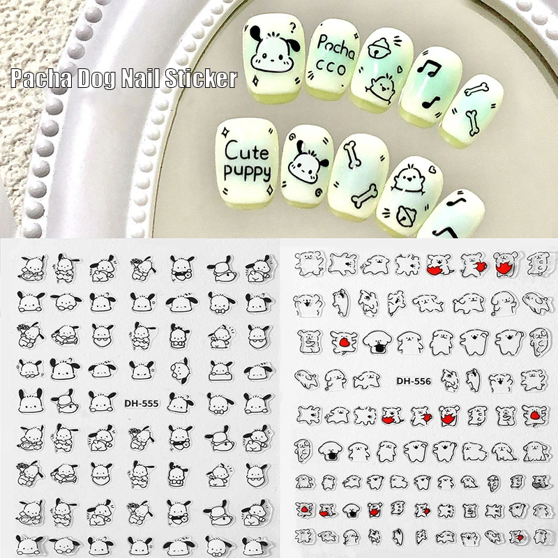 

Kawaii Sanrio Anime Embossed Nail Art Stickers Pochacco 5D Nail Stickers Girls' Hearts Jewelry DIY Things High-end Stickers