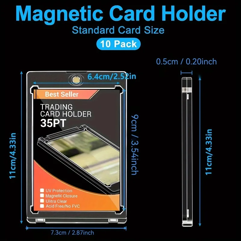 Magnetic Card Holder  for Trading Baseball Card Protector Case Clear Magnet Top Loaders for Korean Kpop Idol Photo Cards