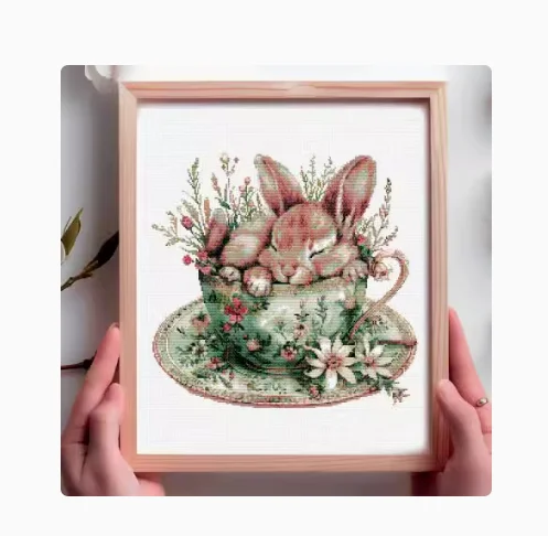 

Rabbit in Cross Embroidery Cup Cotton DIY Cross Stitch Sets Chinese Cross-stitch Kits Embroidery Needlework