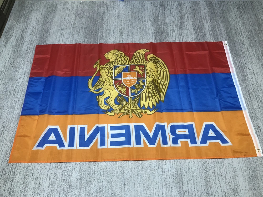 Armenia Emblem National flag 90*150CM polyester hanging banner Armenia National Emblem flag  Armenian Flag for home decoration