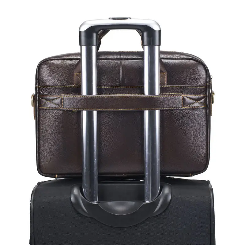 Best-selling business men's genuine leather briefcase with large capacity - 14-inch laptop carrying case - top-grade cowhide bag