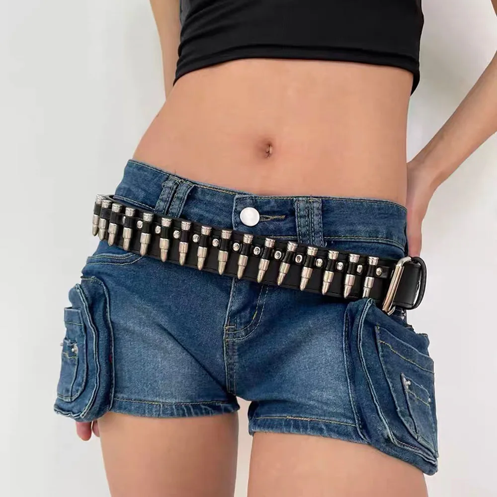 1pc Studded Belts Punk Bullet Embellishing Pin Buckle Belts Personalized Y2k Style Jeans Pants Belts