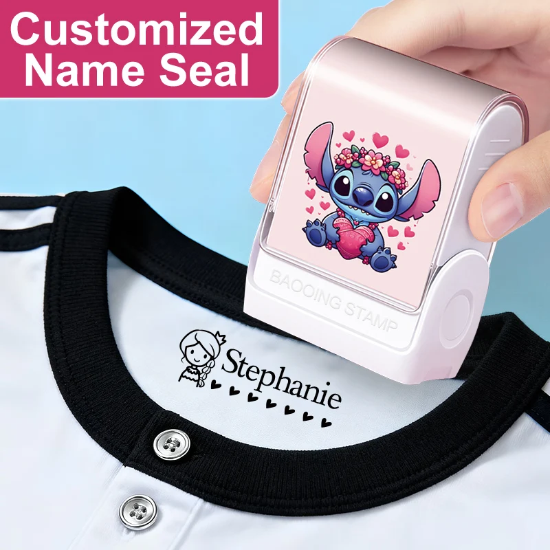 Disney Stitch Custom Self Inking Name Stamp, Vibrant Personalized Seal for Kids School Supplies & Accessories, Clothing & More