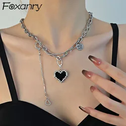 Foxanry Vintage Punk LOVE Heart Sweater Necklace for Women Couples New Fashion Simple English Letter Tag Birthday Party Jewelry