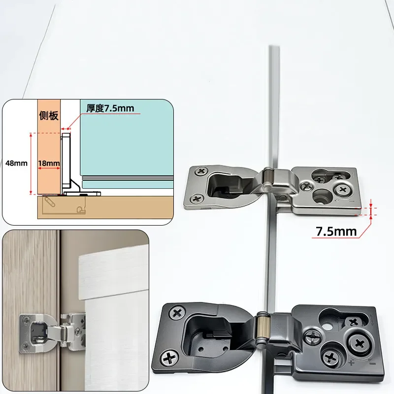 

2 шт. ультратонкая короткая рука с гидравлическим демпфированием, встроенная петля для холодильника, петля для двери шкафа, черный/серый