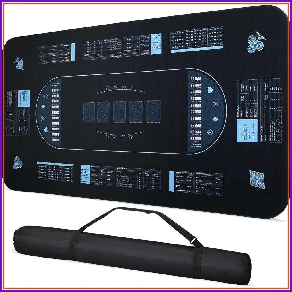 

70" x 35" Anti-Slip Foldable Poker Mat with Probability Guide and Carrying Bag for Casino Games
