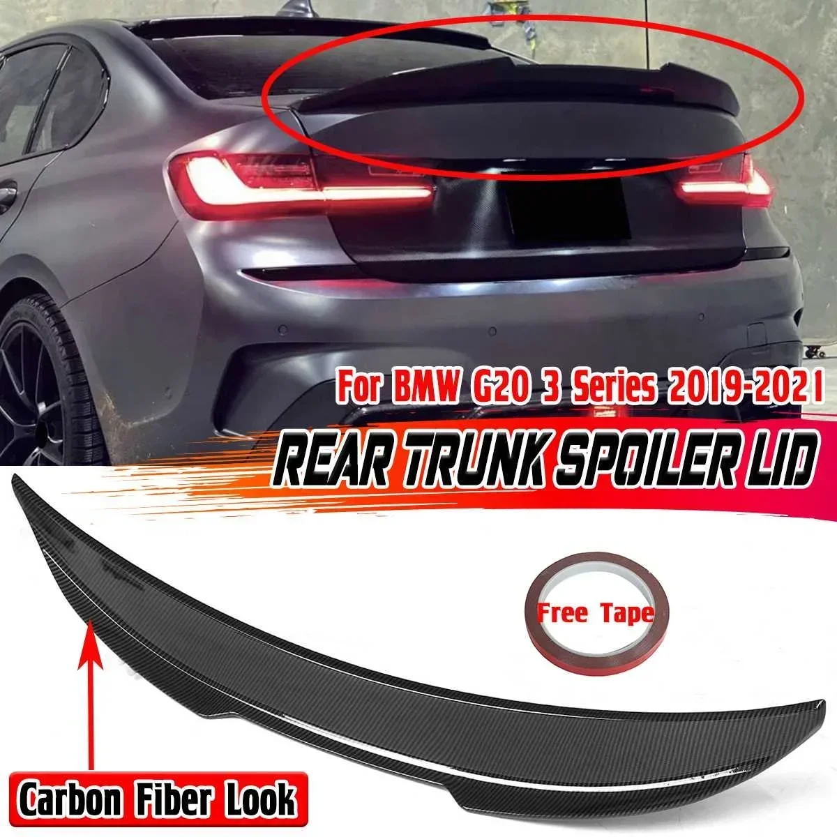 

G20 PSM Spoiler Car Rear Trunk Boot Lip Wing Lip For BMW G20 3 Series 2019 2020 2021 PSM Style Car Tail Wing Decoration Body Kit