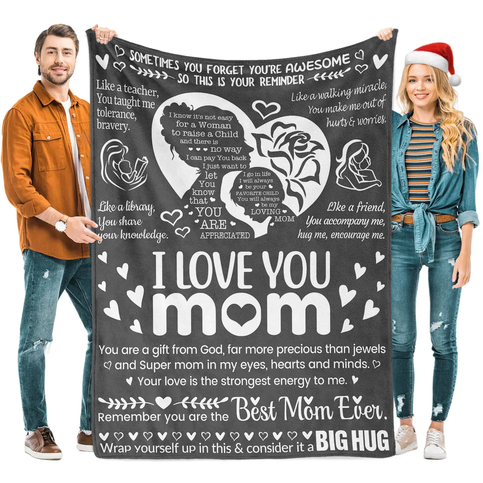 Gifts for Mom, Flannel Throw Blanket To My Mom From Daughter Son, Mother Day Birthday Bed Blanket Mother Gifts, Best Mom Gifts