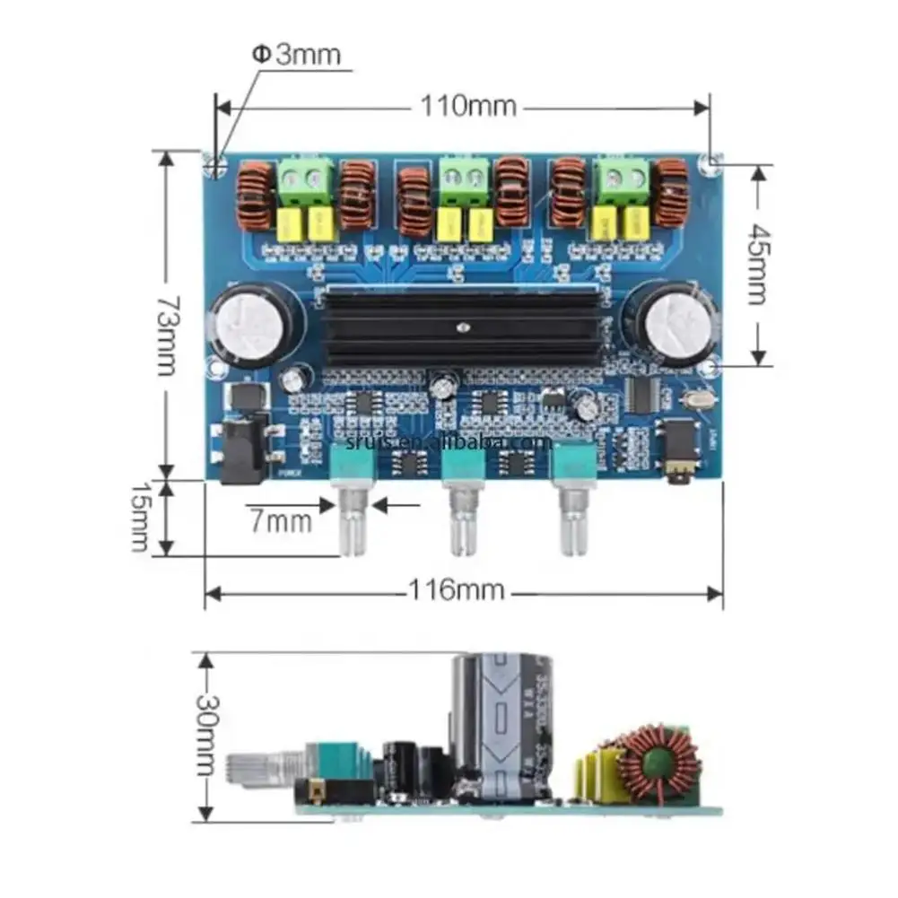 XH-A305 High-power Digital Amplifier Board TPA3116D2 Bluetooth 5.0 Digital Amplifier 2.1 Channel With AUX Accessories