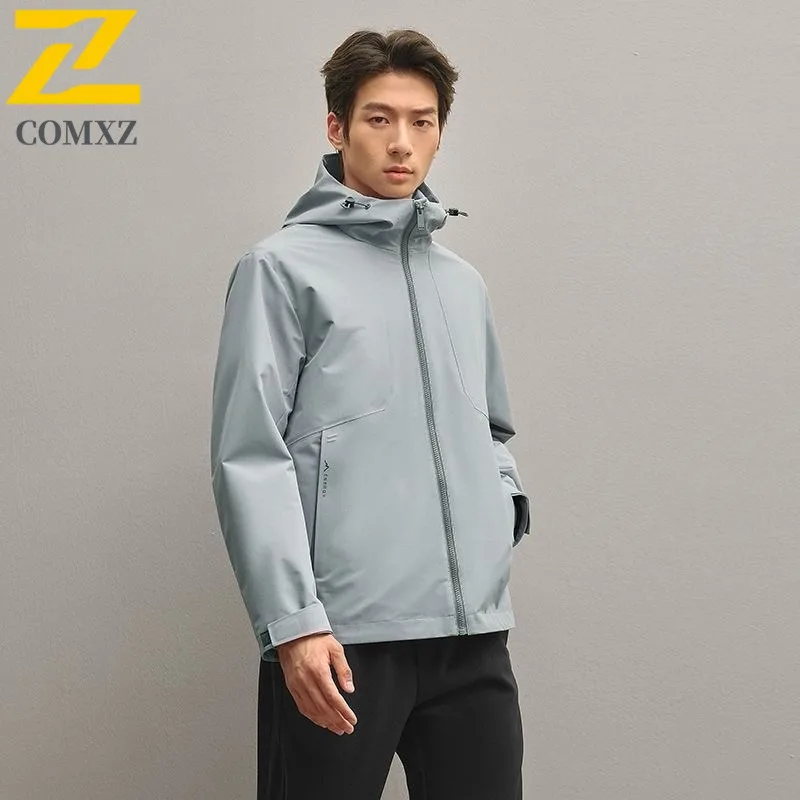 

COMXZ Men Outdoor Jacket Casual Hooded Mountaineering Multi Function Coats Windproof Daily Comfort Lightweight Autumn Clothing