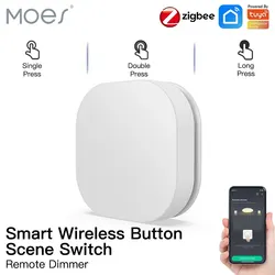 Moes Tuya ZigBee Smart Button Switch Wireless Remote Control Multi-scene Linkage Switch Battery Powered Automation Scenario