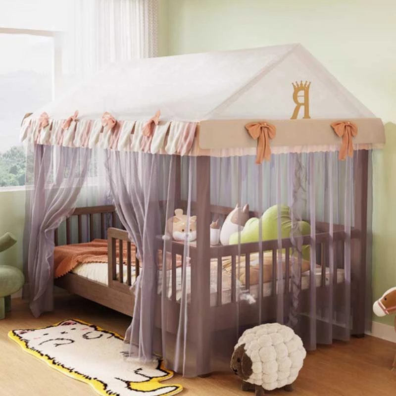 Children Tent Tree House Bed Small Single Person Boys Girls Guardrail Bed Solid Wood  Home Furniture