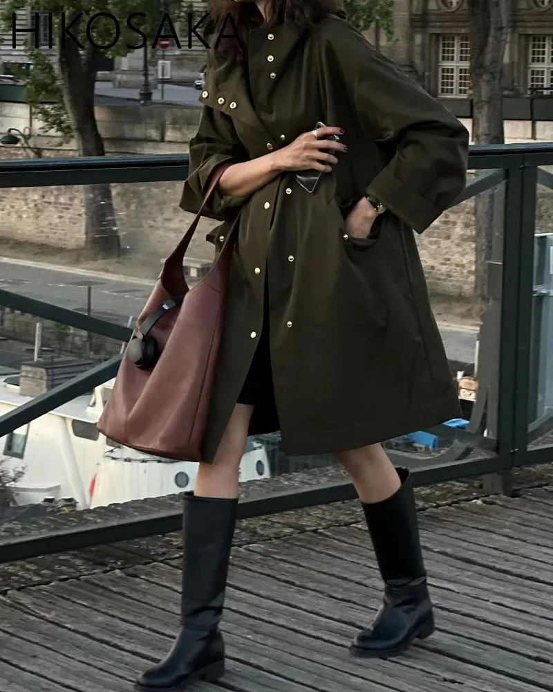 2024 Autumn New Korean Fashion Designer Trench Coat Vintage Hooded Casual Jacket Fashion Loose Long Sleeve Windbreaker Female