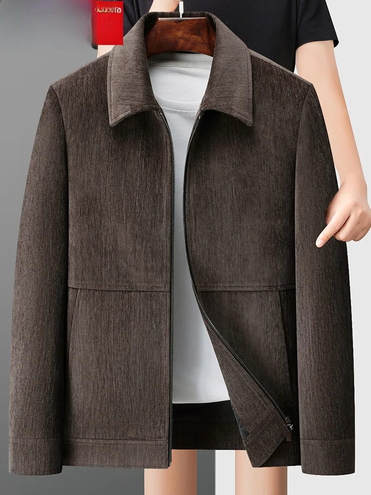 

Hengyuanxiang Spring 2025 Men's Casual Collar Jaet Mid-life Pure Color Busin Casual Outerwear Dad Clothes Faion Urban ...