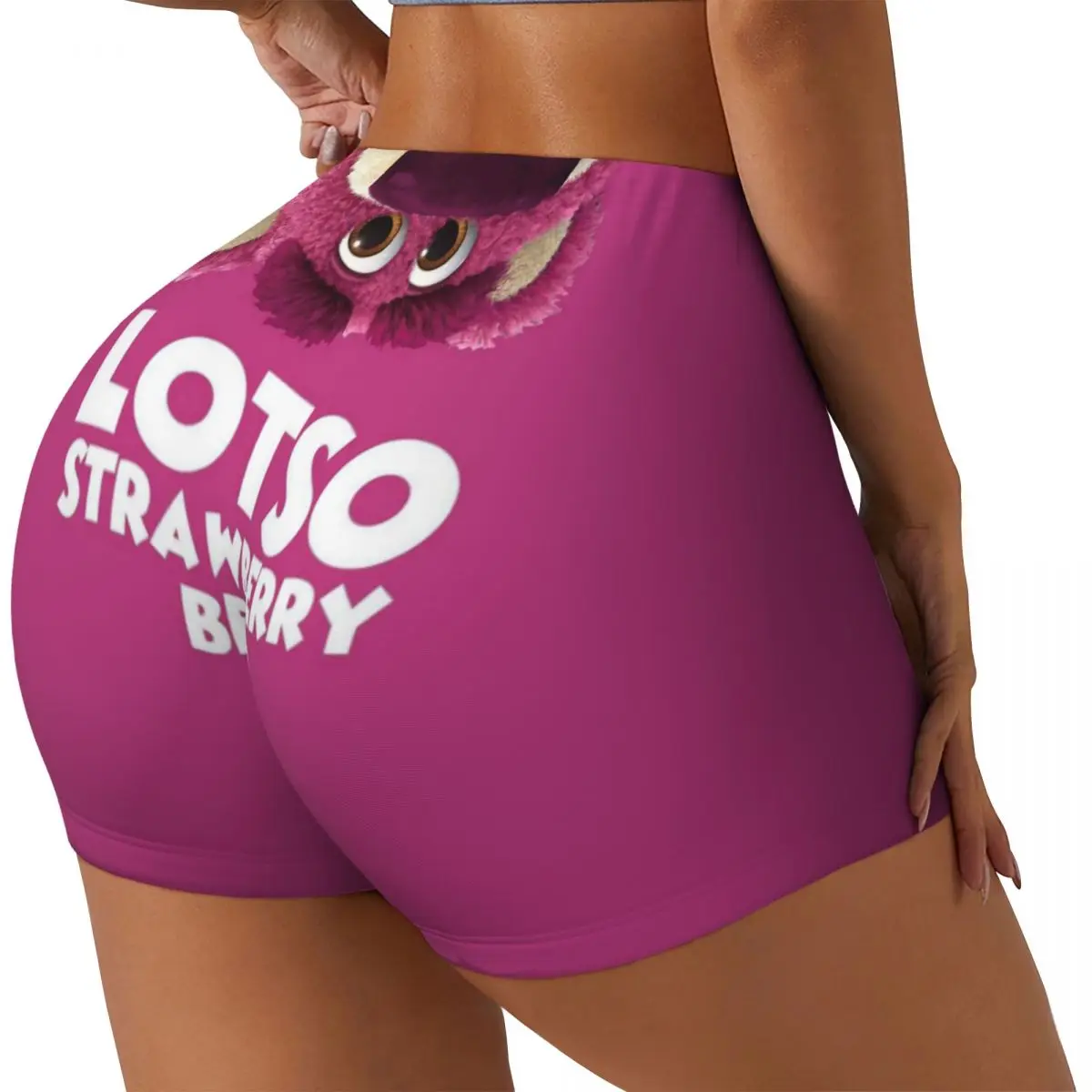 Custom Strawberry Bear Lotso Running Volleyball Workout Shorts Women Gym Athletic Yoga Shorts