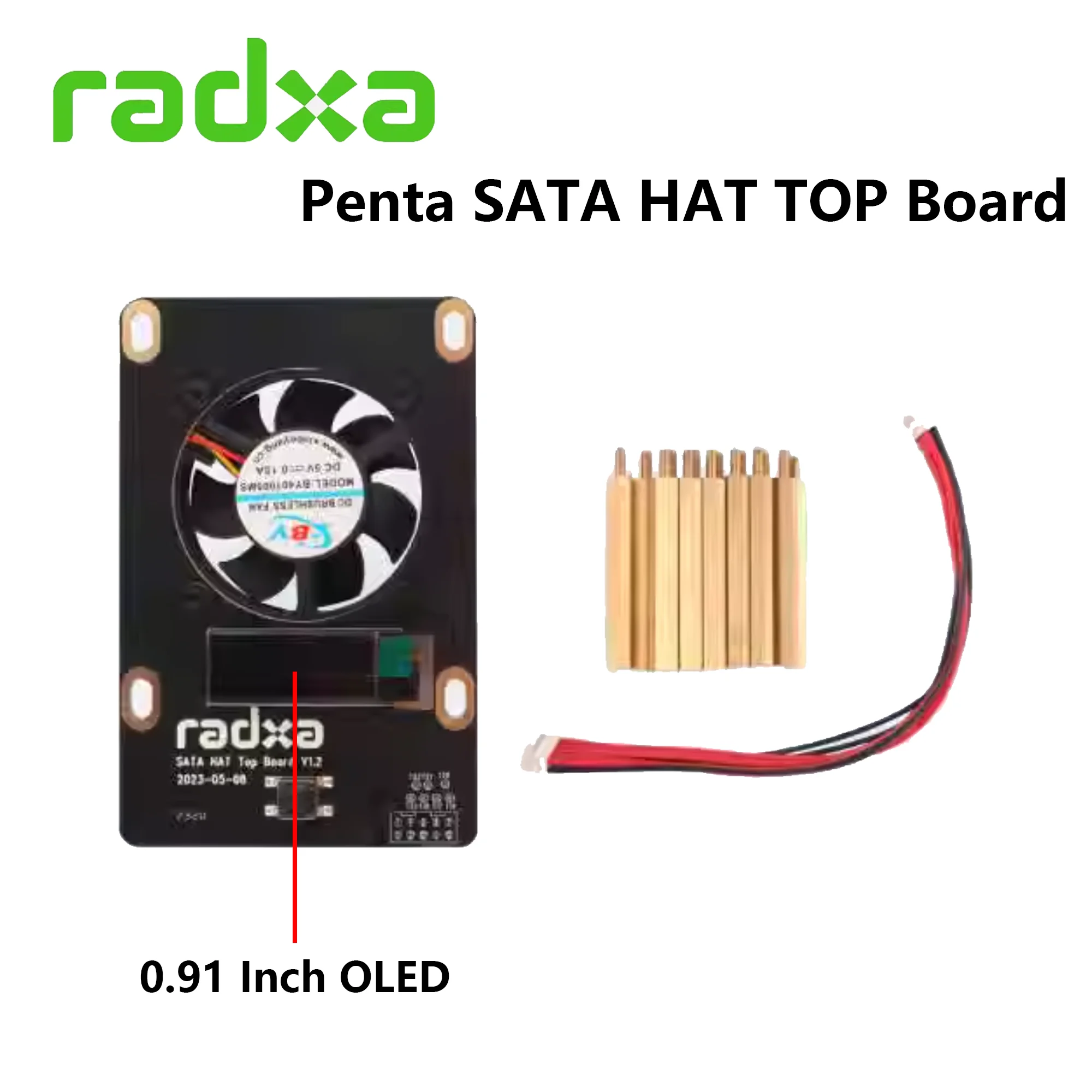 

Penta SATA HAT TOP Board For Radxa Penta SATA HAT with Extension IP 0.91OLED and Cooling Fan