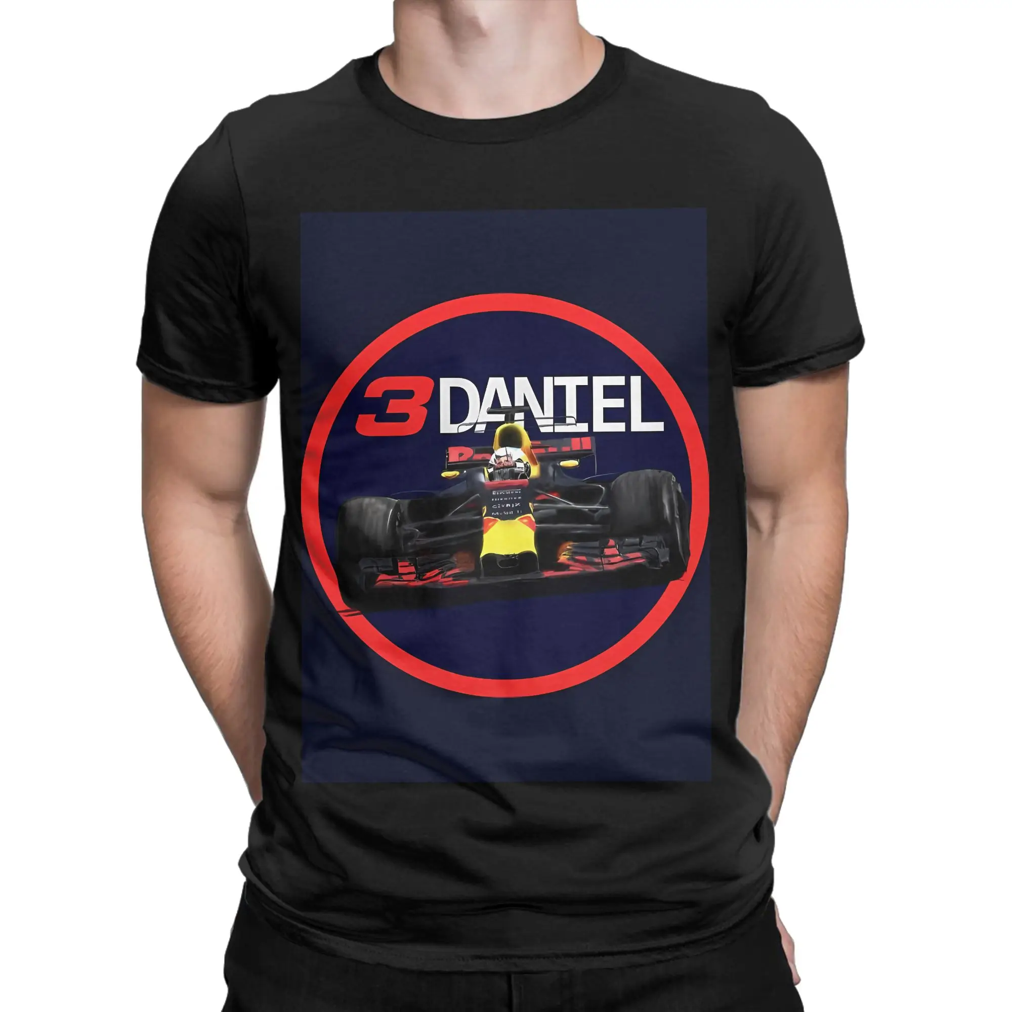 Daniel black background Funny Graphic 100% Cotton T-Shirt Daniel Ricciardo Tees Tops For Men
