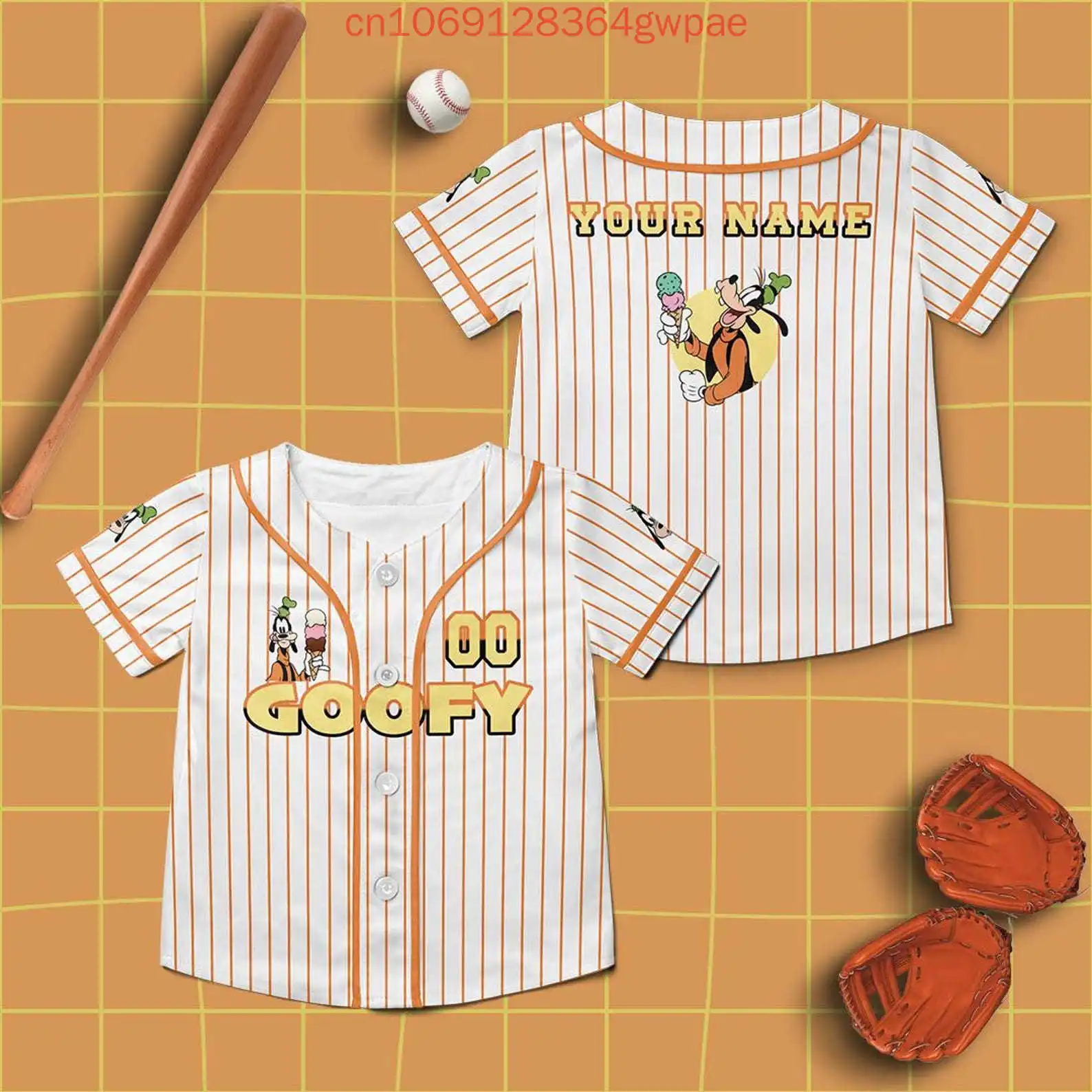 ส่วนบุคคล Disney Goofy เบสบอลเสื้อผู้ชายผู้หญิงเด็กเสื้อฤดูร้อนสบายๆกีฬาแขนสั้นเสื้อเบสบอล