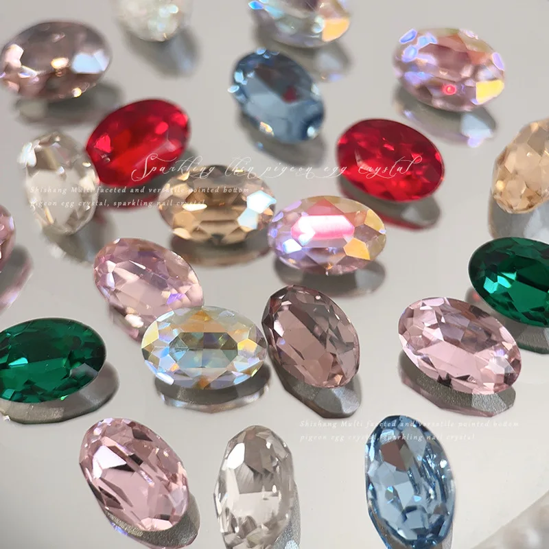 20 pezzi Top Sparkle colorati diamanti ovali a punta sottile uovo di piccione cristallo vetro nail art strass decorazioni ciondoli per manicure