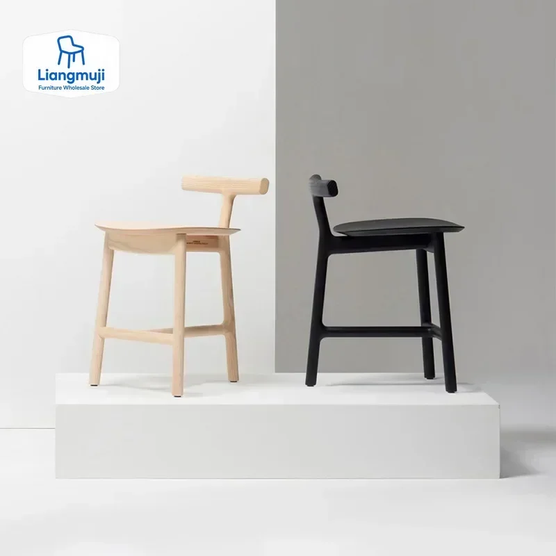

Wood High Bar Chair Simple Fashionable Island Designer Bar Stools Creative Leisure Modern Household Backrest Chaise Bancos Para