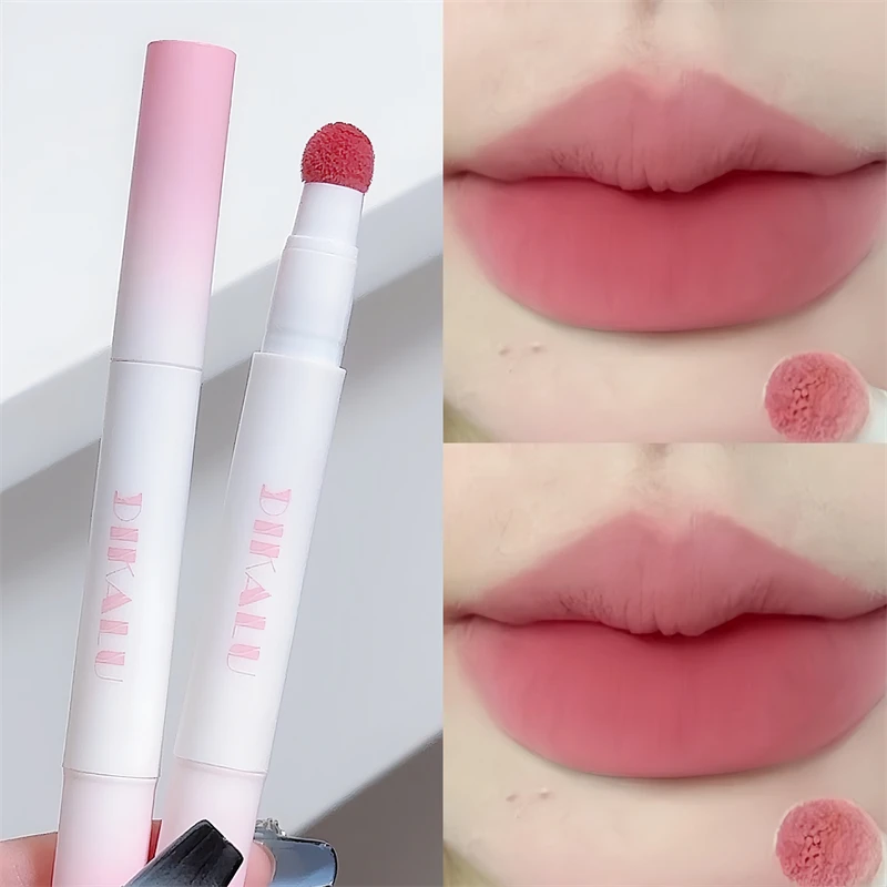 DIKALU Lip Powder Cream Air Cushion Lip Cream Matte Lip Glaze Mouth Red Lip Mud Nieblaknący Nieprzywierający Cup Feminine White Brick Re