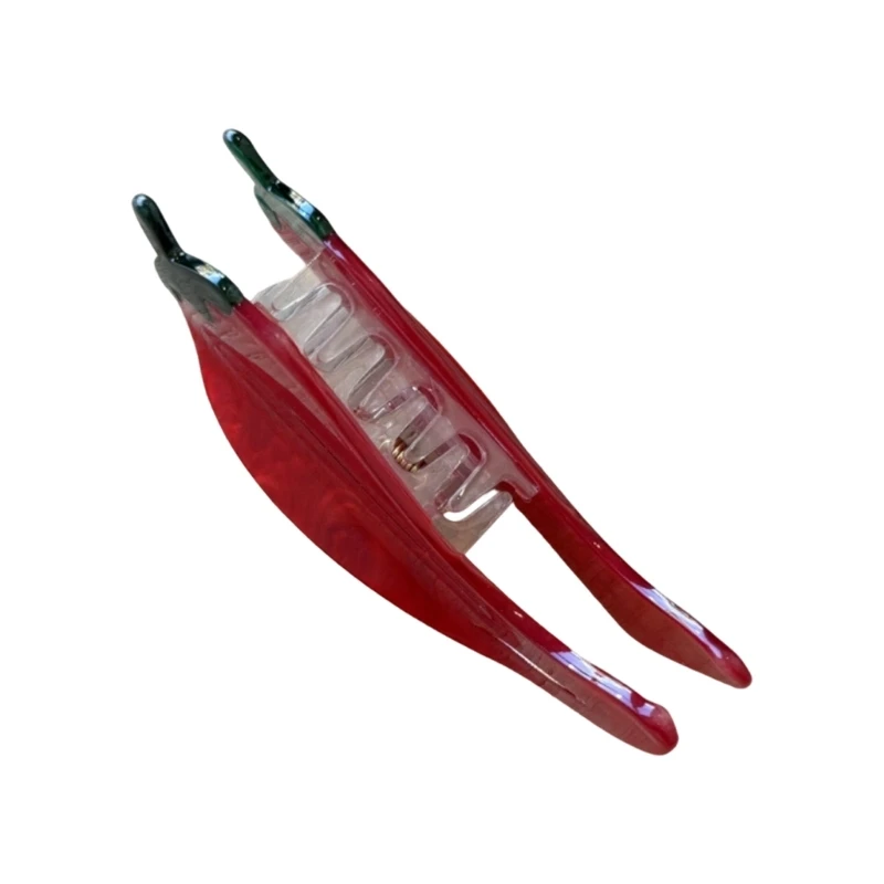 Red Hair Jaw Clip with Pepper Lightweight PVC Claw for Clipped-Back Hair, Party Outfits, Casual Wear, Decorative Y08E