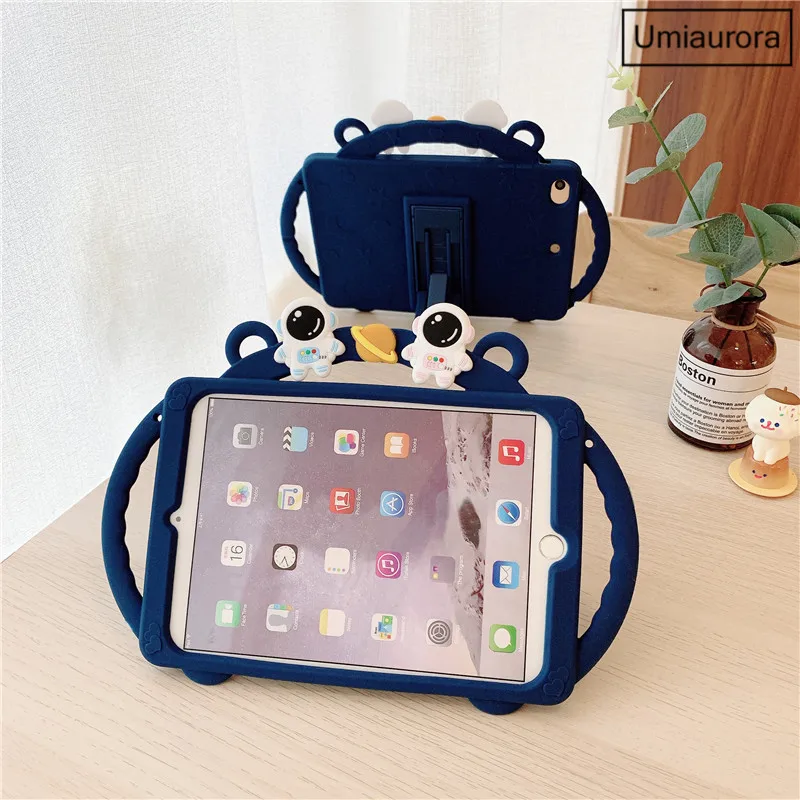 Funda de silicona con dibujos animados para iPad, carcasa protectora con asa para iPad Mini 6 9,7 Pro 11 7th 8th 9th Gen 10,2 2021 Air 1 2 3 4 5