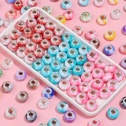 20Pcs Resin Chinese Painting Style Beads Two-color Mixed Loose Charms Bead for Jewelry Making Supplies DIY Bracelet Phone Chain