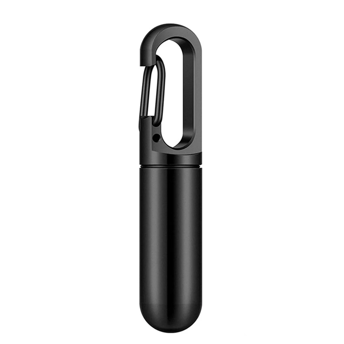 AB7-Portable Medicine Bottle Stainless Steel Medicine Bottle Keychain Box Container Waterproof Medicine Box Keychain, Black