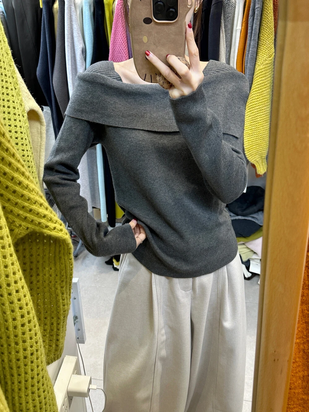 المرأة الخريف الشتاء أنيقة مائل الرقبة طويلة الأكمام ضئيلة سترة سيدة بلون البلوز لمط الأساسية البلوز الأعلى