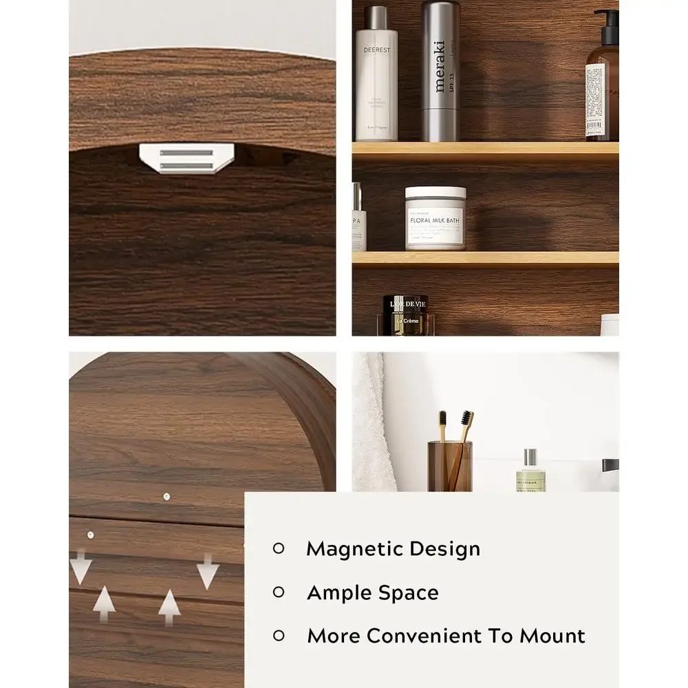 Elegant Arched Wall Cabinet with Open Shelves, Wood Bathroom Storage with Clear Acrylic Door, Adjustable Shelf Hanging Cabinet i view 3
