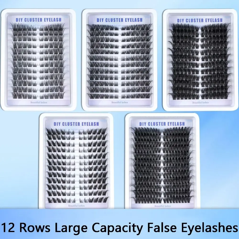 

12-рядная имитация ресниц, смешанная длина, натуральные завитые отдельные ресницы, кластерное наращивание ресниц, густые 3D накладные ресницы