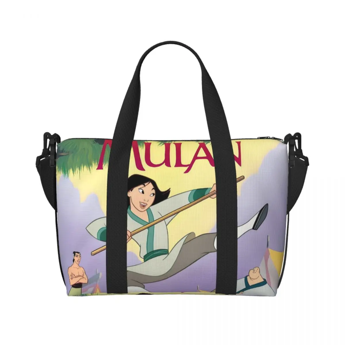 

Большая большая сумка-тоут Мулан Милая принцесса для женщин, модная сумка-шоппер на плечо с героями мультфильмов, пляжная дорожная сумка для спортзала