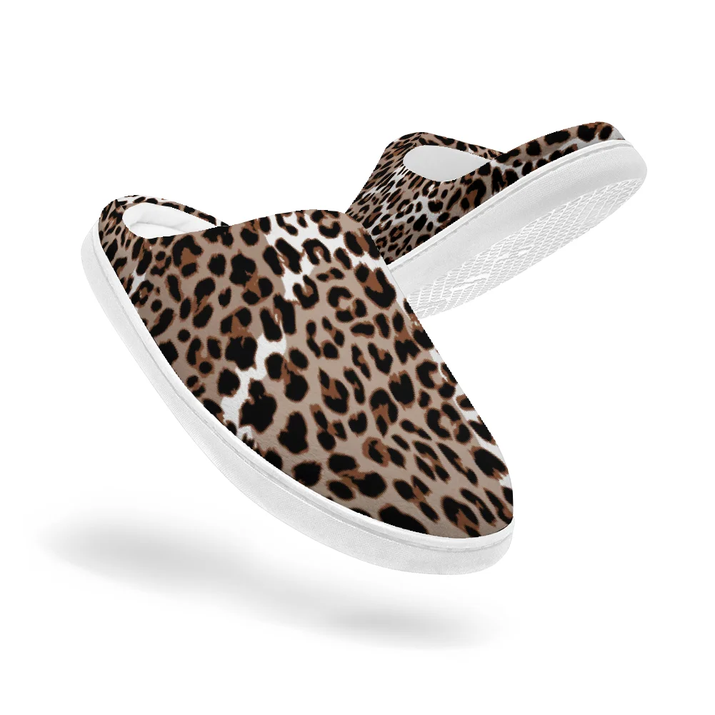 

Leopard print cotton slippers plush casual warm slippers winter home cotton slippers