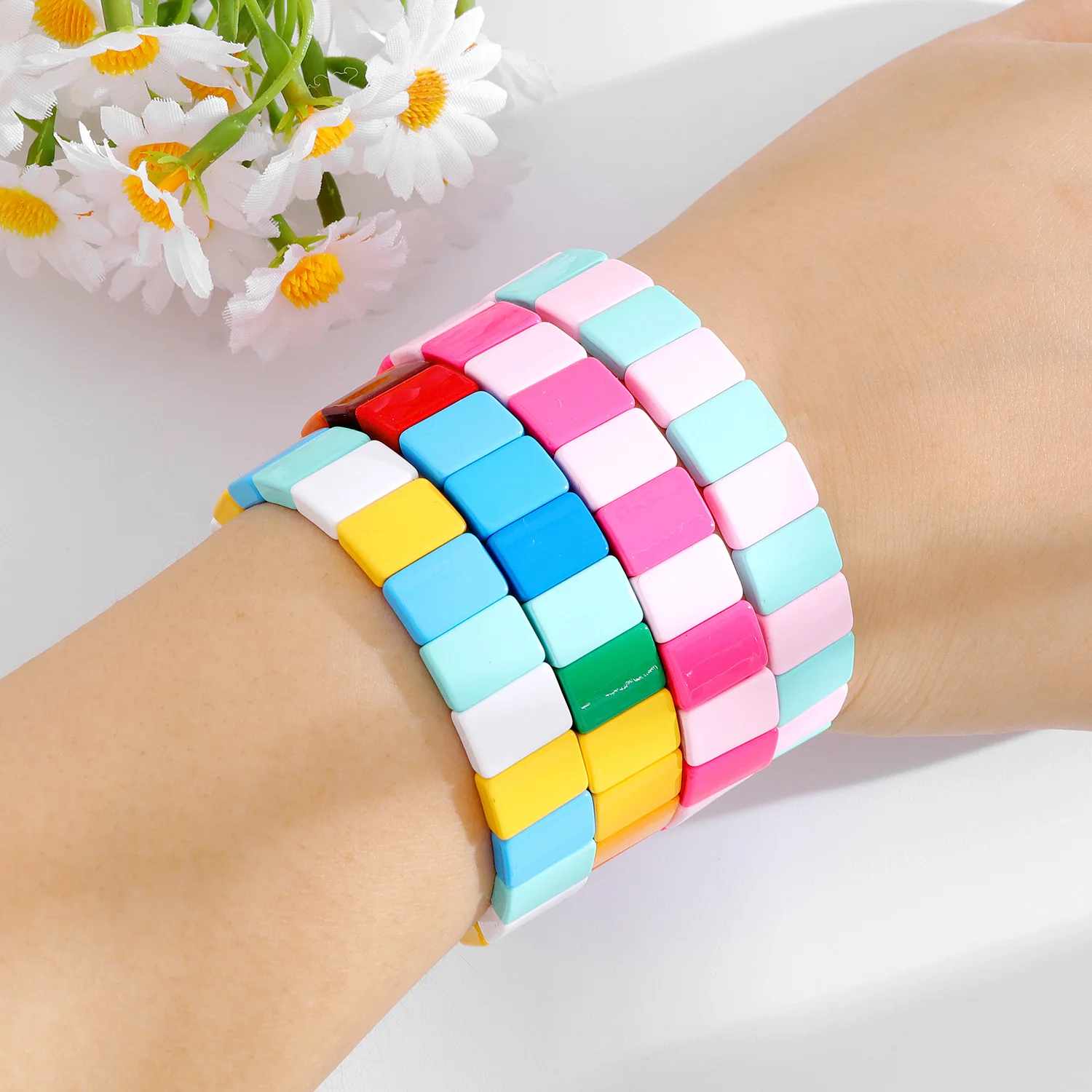 Goldfarbene Perlen Damenarmband 8*12mm Boho Elastisches Perlenarmband Damen Schmuckzubehör – Detail 3