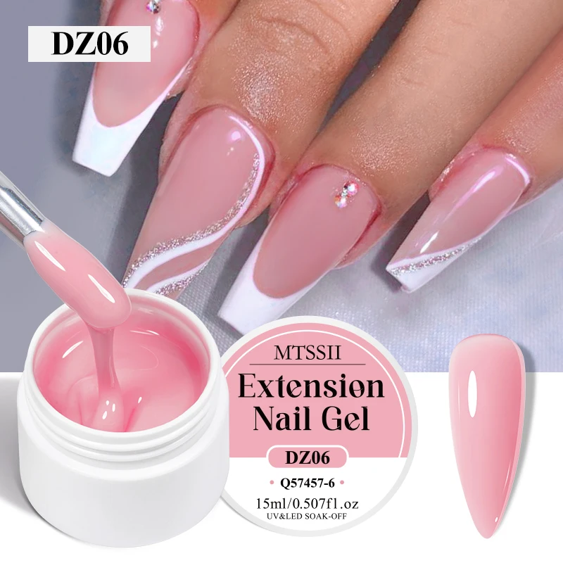 Mtssii 15ML Quick Extension Nail Gel Semi Permanent Acrylic Crystal Clear Nude Pink Jelly Milky White Gel UV Construction Gel