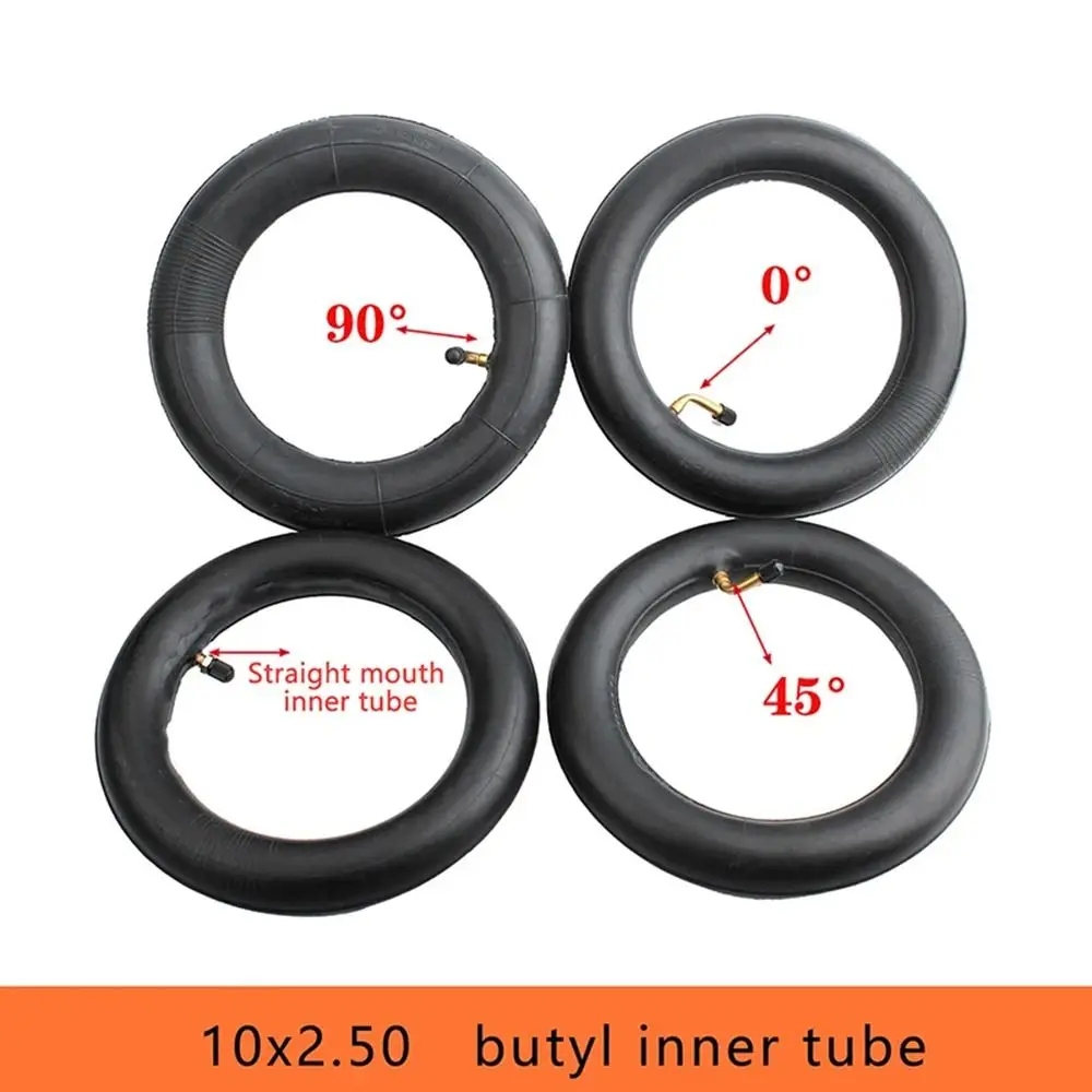 

1Pcs 10x2.50 Inner Tube Butyl Rubber 0° 45° 90° Inner Tyre Straight 10inch Pneumatic Tire For Electric Scooter Bike Balance Car
