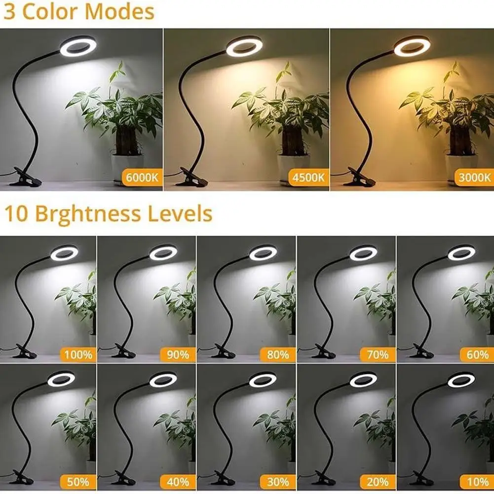 LED Desk Lamp Clip Study Lamp USB Book Lamp Eye Protection Student Reading Supplementary Light Desktop Clip Lamp