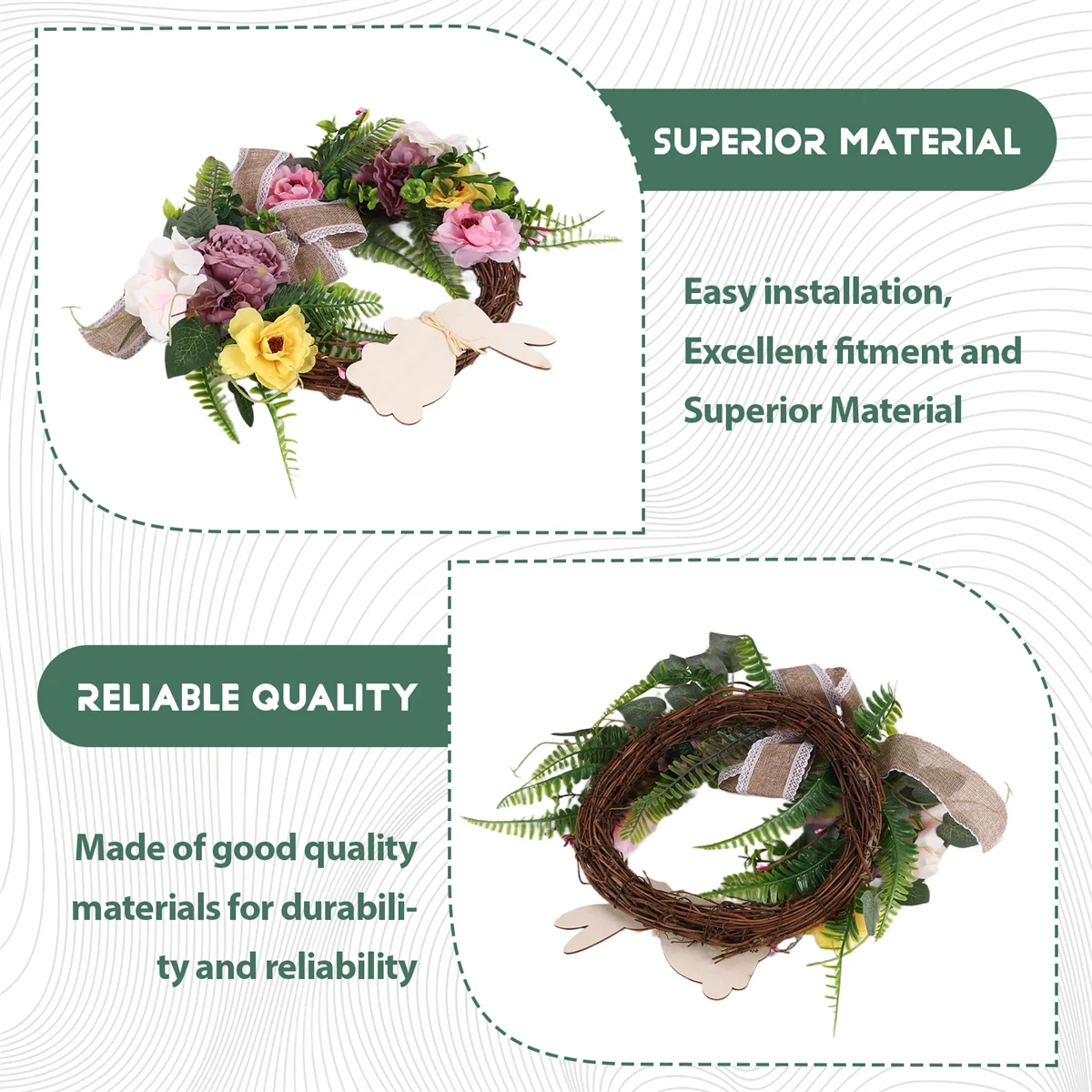 

SEMOIC Easter Rabbit Front Door Wreath for Front Door,Easter Bunny Butt Shape Garland Wall Decor Spring Wreath Decoration