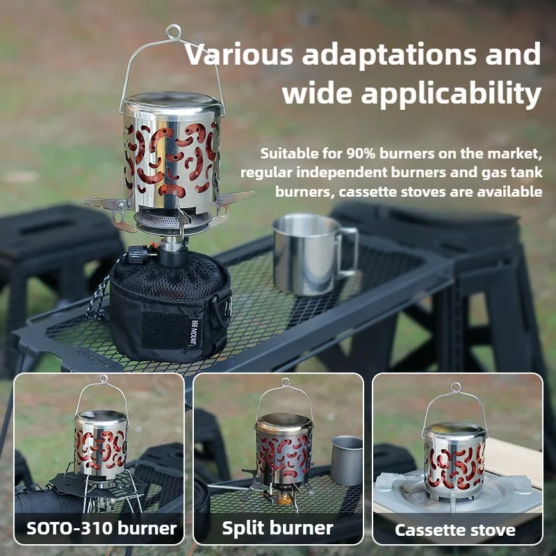 ISE MOUNT Outdoor Mini Heating Hood Camping Stainless Steel Multifunctional Burner Fire Hood Camping Heater