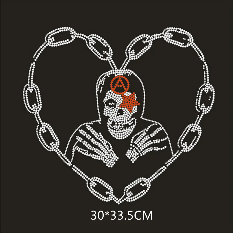 

Skull hand sticker applique patches sticker Hotfix iron on crystal transfers design iron on patches for child shirt dress