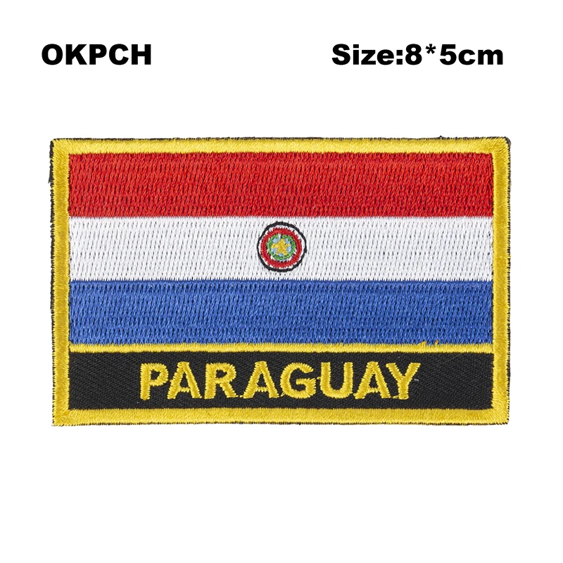 

Paraguay Flag Embroidery Patches Iron on Saw on Transfer patches Sewing Applications for Clothes in Home&Garden
