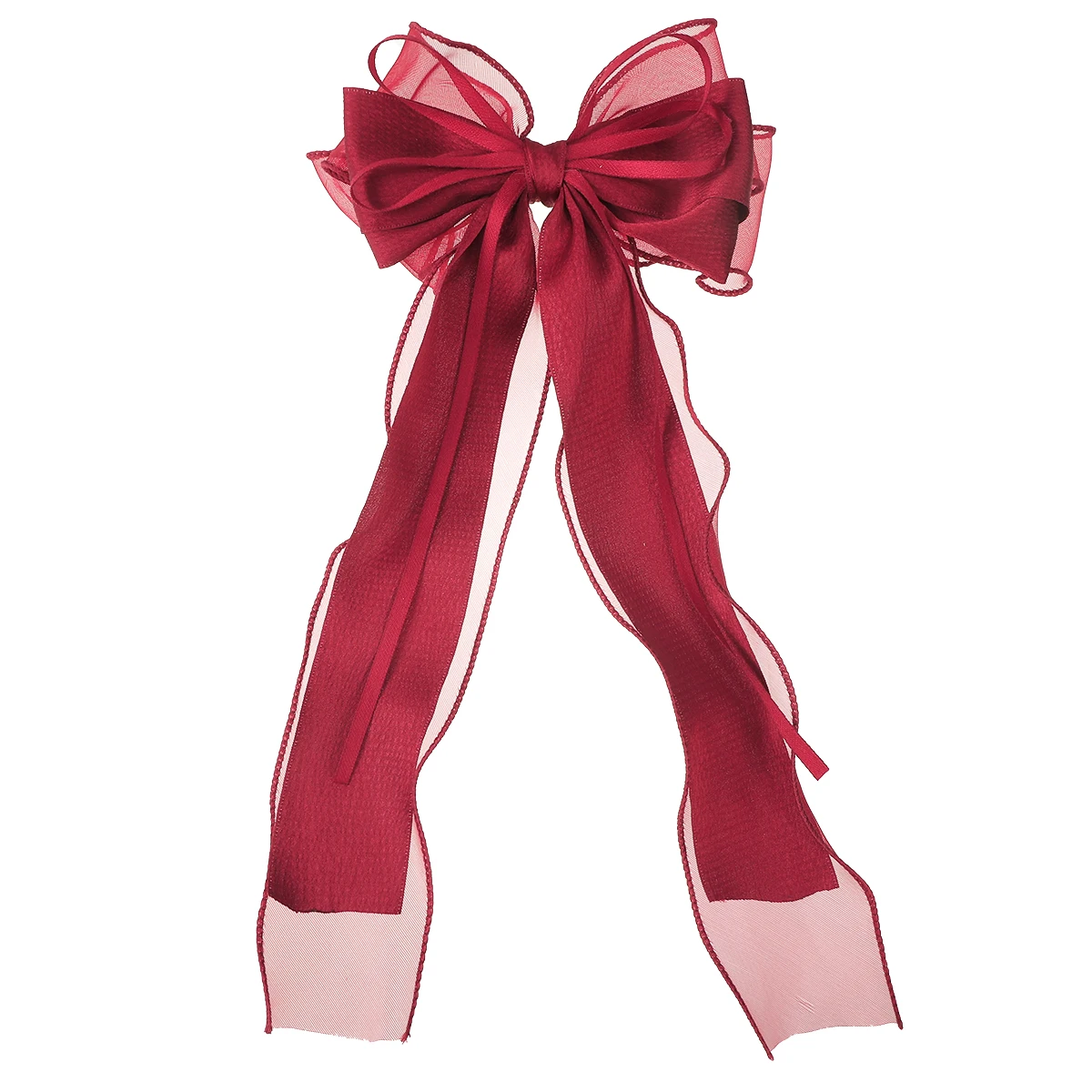 1Pc Girls Wine Red Bow Ribbon Hair Clip New Cute Barrettes Clip Gauze Ribbon Bow Mesh Yarn Hairpin Women Hair Accessories